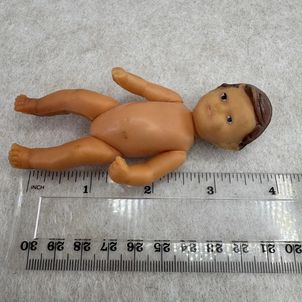VTG 60s Ari Doll 4in Rubber Plastic Baby Boy Doll Brown Hair Blue‎ Eyes Germany